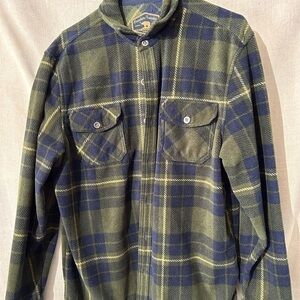 Green and Blue Plaid Button-Up Shirt